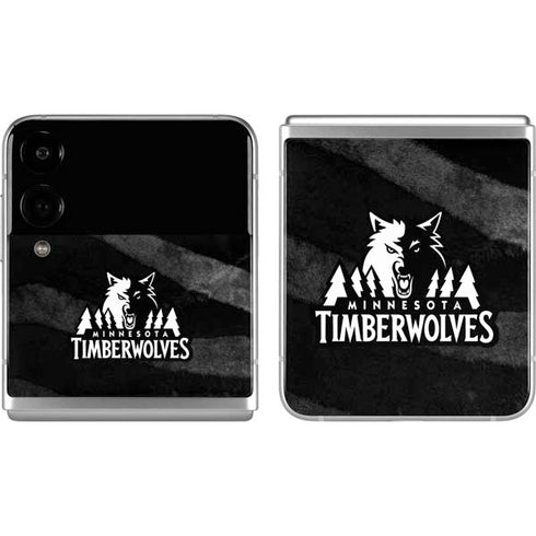 NBA Minnesota Timberwolves Black Animal Print Galaxy Z Flip4 5G Skin